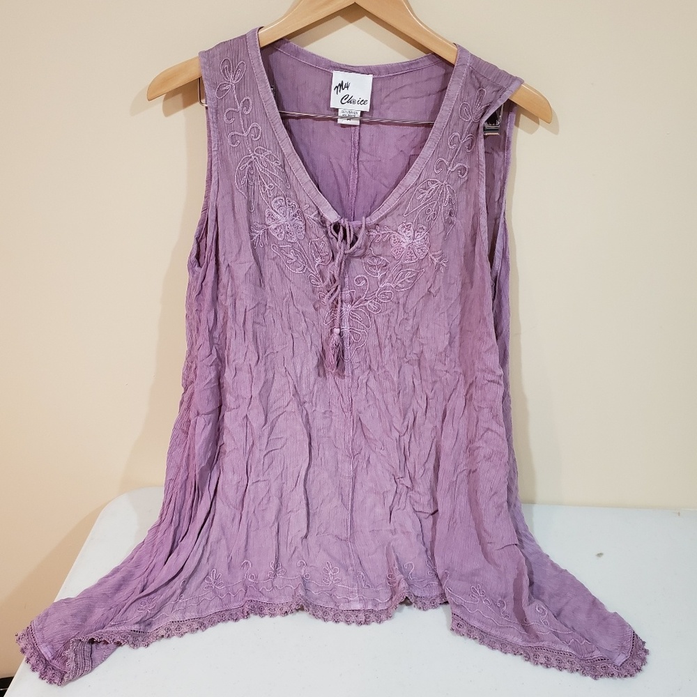 Rayon Boho Tunic Dress Purple Medium